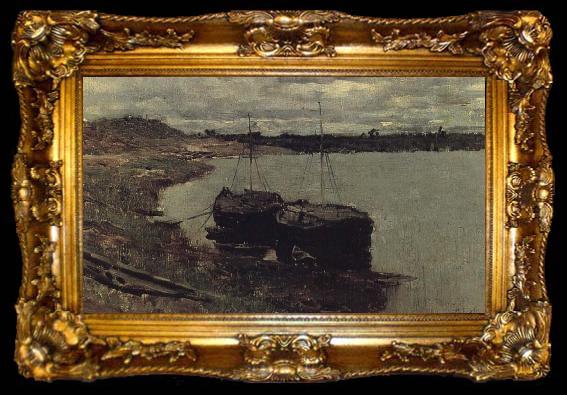 framed  Levitan, Isaak Barge. Wolga, ta009-2